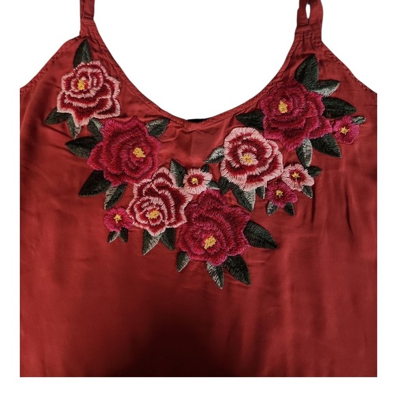 Torrid Floral Embroidered Cami Top Women’s Size 2 Rust Red Boho Romantic Plus - Picture 6 of 9